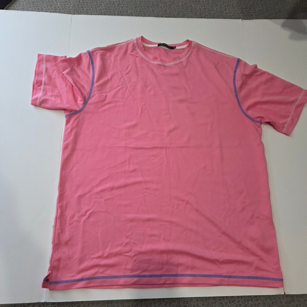 Bugatchi T-Shirt Mens XL Pink Good Contrast Stitch Modal Blend Short Sleeve Tee